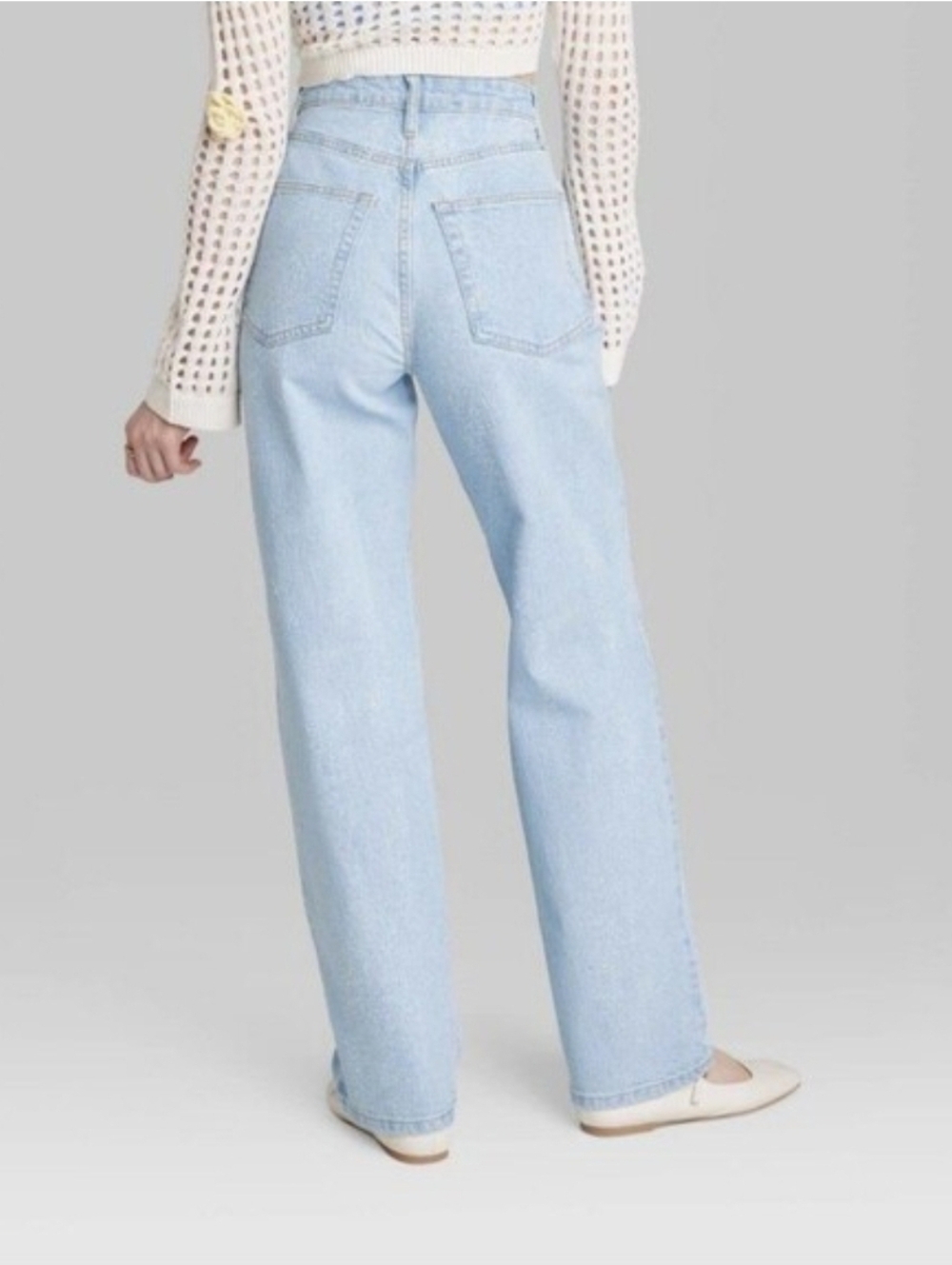 Wild Fable Women's 90's Relaxed Straight Low Stretch Glitter Light Wash SIZE 00 - Picture 2 of 6